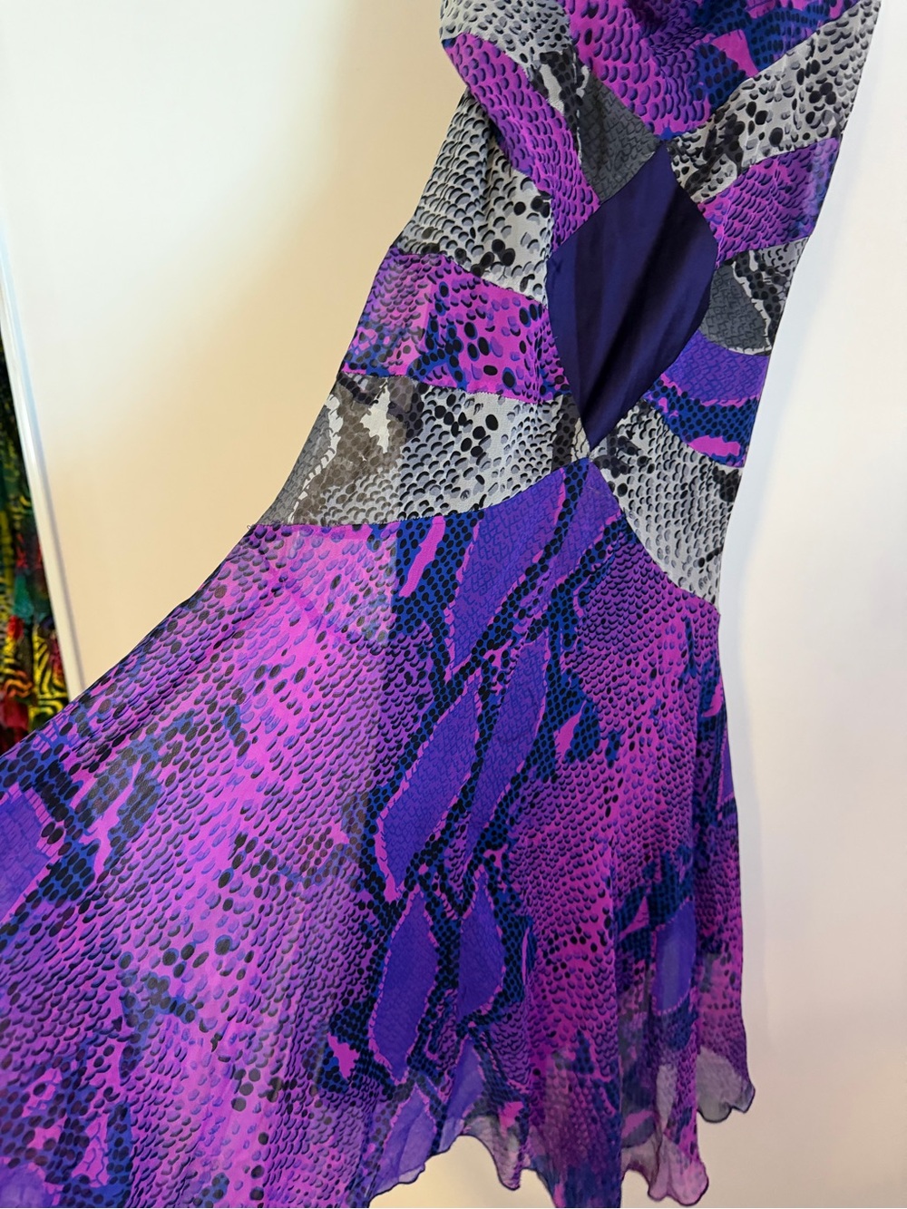 Diane Von Furstenberg Purple & Black Snake Print Silk Slip Dress - Picture 5 of 5